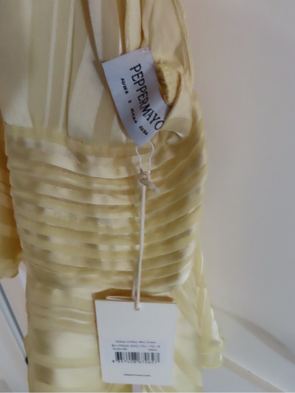 Pepper Mayo | Willow Chiffon Mini Dress | Yellow | NWT | Size S - Picture 2 of 2